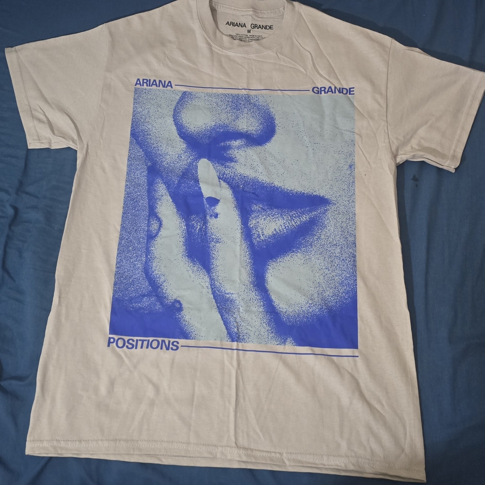 Ariana Grande White and Blue Graphic T-Shirt